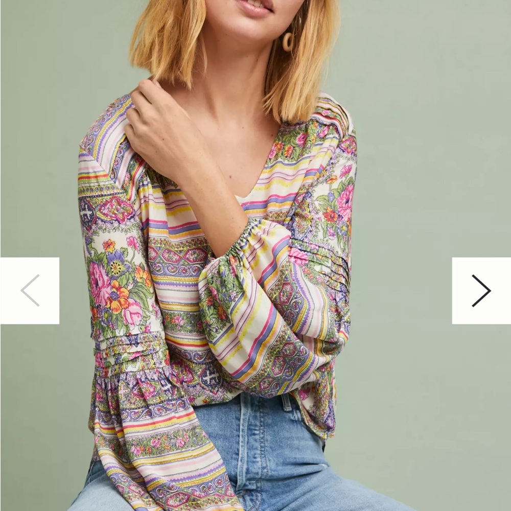 Anthropologie Maeve Ceresco Peasant Top, Size Medium